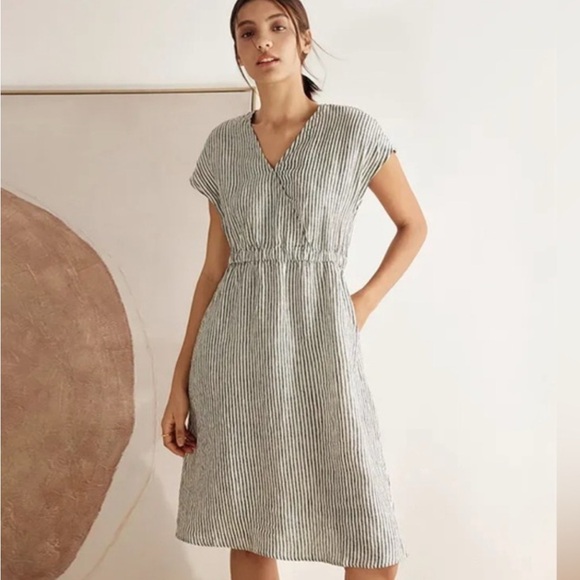 Striped 100% linen dress - Picture 2 of 5